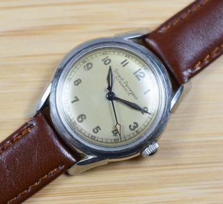 Vintage GIRARD PERREGAUX Gyromatic Stainless Steel Automatic Leather Men ' s Watch 2