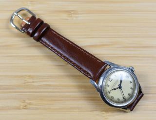 Vintage GIRARD PERREGAUX Gyromatic Stainless Steel Automatic Leather Men ' s Watch 6