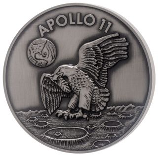 1969 - 2019 Apollo 11 50th Robbins Medal 5 Oz Silver W Alloy Antiqued Sku56029