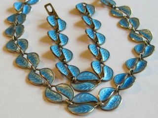 Modernist David Andersen Blue Enamel Sterling Necklace Bracelet Winnaess Norway