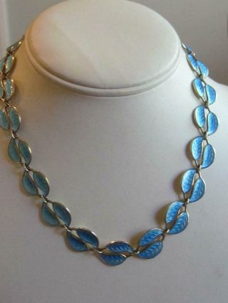 Modernist David Andersen Blue Enamel Sterling Necklace Bracelet Winnaess Norway 7