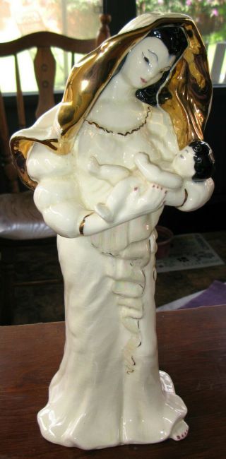 Vintage,  Rare Kay Finch California Pottery Luster&gold Madonna&child,  16 1/2 "