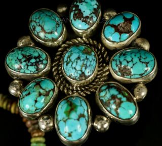 Old Pawn Vintage Navajo Signed Persian Turquoise Big Cluster Ring Sz 9 Signed