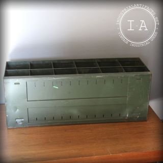 Vintage Industrial Green Partitioned Metal Storage Cabinet Organizer Bin 4