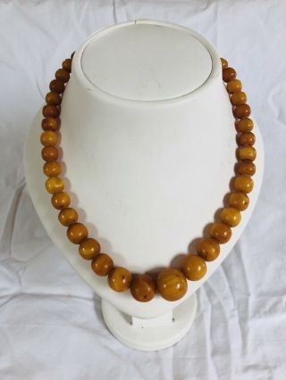 Vintage Art Deco Butterscotch Amber Bakelite Bead Necklace 1920 