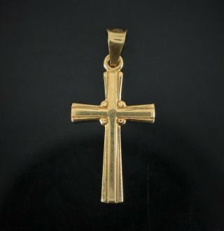 Vintage Estate Antique Italy 18k Solid Yellow Gold 3d Cross Pendant Charm