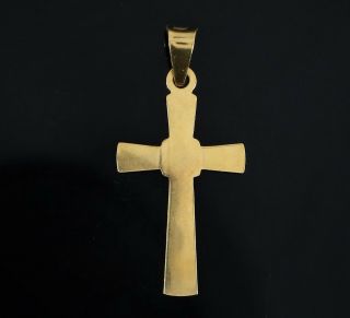 Vintage Estate Antique Italy 18K Solid Yellow Gold 3D Cross Pendant Charm 3