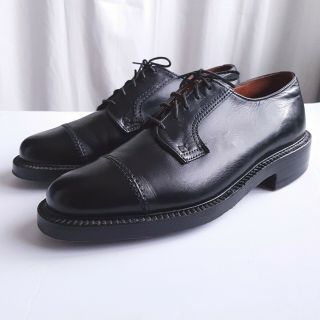 Vintage 50s 60s John Mchale Black Leather Cap Toe Derby Triple Sole Shoes - 9 D