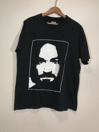 Vintage Charles Manson Charlie Dont Surf T Shirt 1991 90s L Large Rare Vtg Movie