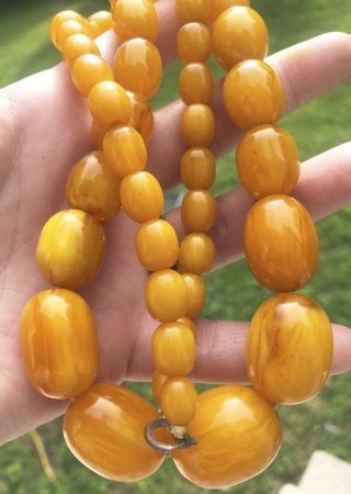 Vintage Baltic Amber Butterscotch Egg Yolk Beads Necklace 26” 100 Grms
