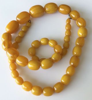 Vintage Baltic Amber Butterscotch Egg Yolk Beads Necklace 26” 100 Grms 5