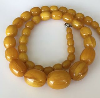 Vintage Baltic Amber Butterscotch Egg Yolk Beads Necklace 26” 100 Grms 8
