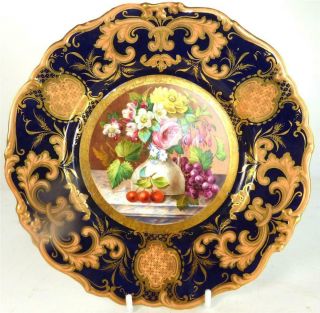 M021 Fine Antique English Ridgway Porcelain Plate Fruit Flowers 6/2767 G