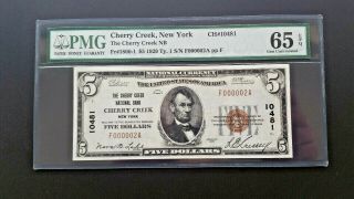 Mega Rare 1929 National Currency " Cherry Creek " Serial 2 Pmg 65 Gem - Epq
