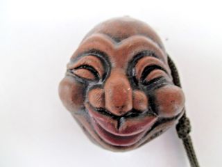 Japanese Pottery Signed Noh Theater Mask Charm Ornament 6509