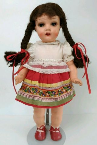 Vintage Polish Flirty Eye Celluloid Doll Ethnic Costume Doll 18 " Tall