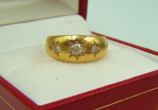 Antique Late Victorian 18ct Gold Hallmarked Diamond Trilogy Set Ring By: W.  G.  M.