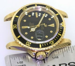 Rolex Submariner 1680 18K YG Rare Gilt nipple dial 5.  27mil serial watch head 8