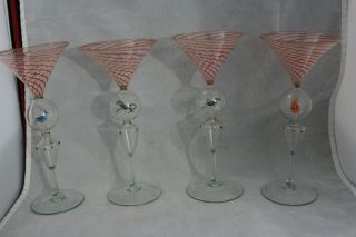 4 Antique 1930s Bimini Martini Bubble Glasses Werkstatte,  Vienna Austria Art Deco