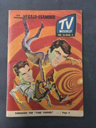 Vtg March 1967 L.  A.  Local Tv Guide Tv Weekly Time Tunnel Irwin Allen Abc Show
