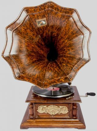 Vintage Hmv Antique Old Machine Wooden Collectible Gramophone Phonograph Hb 016