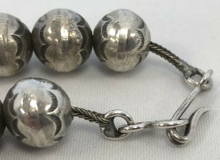 Vintage Navajo Squash Blossom Necklace Sterling Silver Stamped Navajo Pearls 5