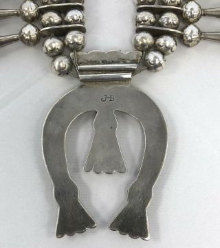 Vintage Navajo Squash Blossom Necklace Sterling Silver Stamped Navajo Pearls 6