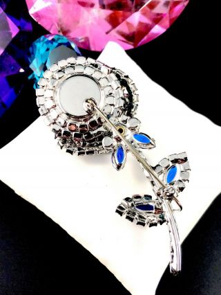 RARE JULIANA D&E SAPPHIRE RIVOILI RHINESTONE FLOWER BLOSSOM LOLLIPOP BROOCH BOOK 6