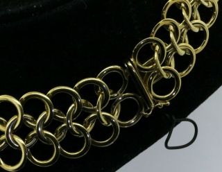 Vintage heavy 18K gold elegant high fashion triple ring link chain necklace 3