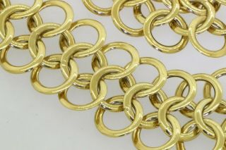 Vintage heavy 18K gold elegant high fashion triple ring link chain necklace 5
