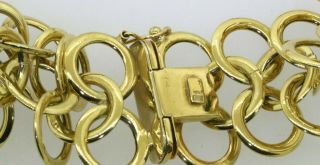 Vintage heavy 18K gold elegant high fashion triple ring link chain necklace 6