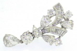 Vintage 1950s Platinum elegant 9.  0CT VS diamond cluster dangle earrings 3