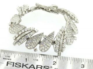 Heavy vintage 1950s Platinum 20.  0CTW VS diamond cluster leaf link bracelet 3