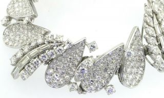 Heavy vintage 1950s Platinum 20.  0CTW VS diamond cluster leaf link bracelet 4