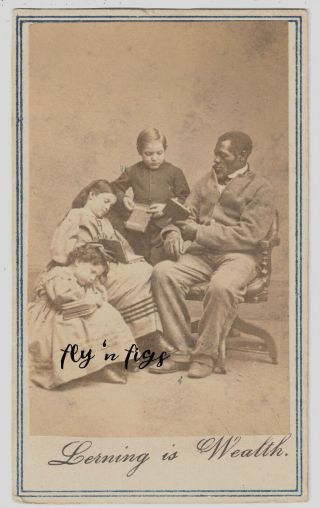Civil War Emancipated Slave Children Antique Cdv Photo Tax Stamp 1864