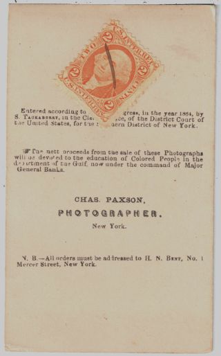 Civil War Emancipated Slave Children Antique CDV Photo Tax Stamp 1864 2