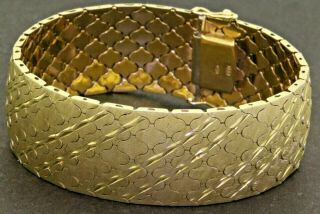 Giacobbo Cesare Heavy Vintage 18k Gold Italy Wide Florentine Link Bracelet