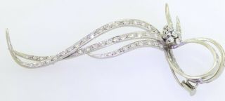 Jumbo vintage Platinum large elegant 4.  0CT VS1/F diamond ribbon brooch 2