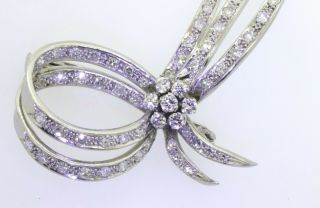 Jumbo vintage Platinum large elegant 4.  0CT VS1/F diamond ribbon brooch 4