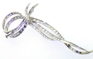 Jumbo vintage Platinum large elegant 4.  0CT VS1/F diamond ribbon brooch 5