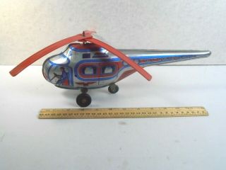 Vintage Chein Usa Tin Litho Friction 12 " Toy Helicopter Toy Town Airways
