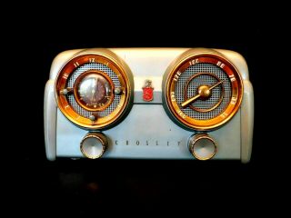 Vintage 1950s Old Crosley Near Antique Auto Dashboard Motif Clock Radio
