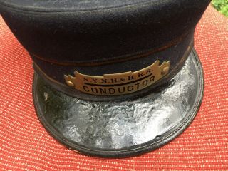 Vintage York Haven & Hartford Railroad Conductor Hat & Brass Hat Badge