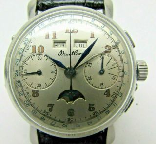 Vintage Breitling Chronograph Triple Date Moonphase Men Watch