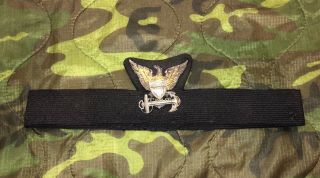 Ww2 Us Coast Guard Officer’s Cap Badge,  Full Size Sterling H - H Hilborn - Hamburger