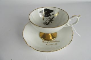 Regency Bone China Gold Gilded 1963 Graduation Tea Cup & Saucer Set