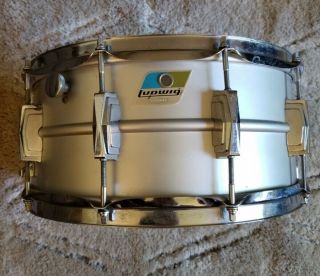 Ludwig Acrolite Vintage Snare Drum 6.  5x14 inch 1970s with Stand,  Case & 2