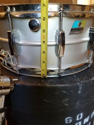Ludwig Acrolite Vintage Snare Drum 6.  5x14 inch 1970s with Stand,  Case & 8