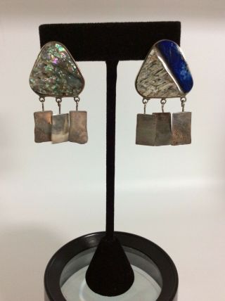 Consuelo Campos Earrings - Southwestern Multi - Stone Assemblage 1989 Signed