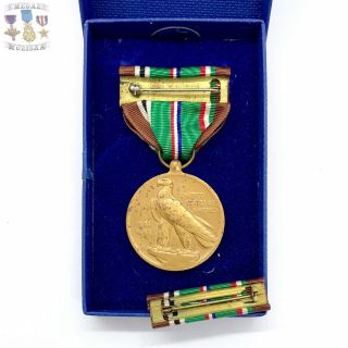 WWII US NAVY EUROPEAN AFRICAN MIDDLE EASTERN CAMPAIGN MEDAL RIBBON BAR BOX WW2 4